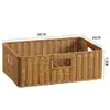 Mesa de Té Cesta de Bocadillos Mesita de Noche Caja de Almacenamiento Cesta con Cajón Cesta de Almacenamiento para Artículos de Baño Marco de Ratán de Plástico