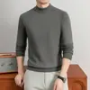 Estilo Old Money Gola Meia-Alta Manga Longa Tricô Camada Base Masculina Suéter com Lã Gola Redonda Simples Roupa de Baixo Pulôver Roupa Masculina