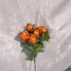Decoraciones para Mesa de Comedor Rústica de 7 Piezas con Pequeñas Rosas de Copo de Nieve, Flores Artificiales Estilo Jardín de Monet para Bodas