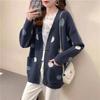 Primavera y otoño Nuevo cárdigan de punto con parte superior gruesa suéter holgado estilo coreano para mujer moda femenina talla grande abrigo estilo perezoso moda