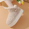 Zapatos de Algodón Felpa con Lazo Suela Gruesa Cálidos Antideslizantes de Interior para el Hogar Zapatos Postparto Ropa de Abrigo de Invierno