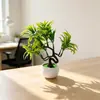 Adornos de Plantas Verdes Mini al por Mayor Decoración de Escritorio Tira de Planta de Simulación Maceta Rayada Pino de Bienvenida Verde Planta Pequeños Adornos