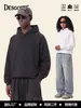 Ropa de hombre DE Sudadera con capucha de forro polar 350G, corta y ancha, para hombre, sudadera con capucha transfronteriza con dobladillo sin rematar