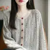 Cárdigan de punto redondo de estilo francés con puntos de colores para mujer, modelo nuevo 2026, corte holgado, adelgazante, de manga larga, abrigo suéter cálido