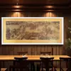 Rompecabezas de 1000 Piezas Escena del Río Qingming 98x34 Marco 98x38 Pintura de los Mil Li de Ríos y Montañas Marco de Madera Maciza de 2000 Piezas para Colgar en la Pared