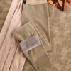 Pantalones Térmicos Lisos para Hombre Huajielong con Forro Polar, Cómodos y Transpirables, Pantalones Base Texturizados de Moda con Cinturón, Pantalones Térmicos de Talla Grande