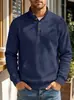 Roupas masculinas TK transfronteiriças outono e inverno pulôver de gola henley waffle texturizado sweatshirt casual de manga comprida com bolso patch tridimensional de comércio exterior