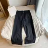 Calça Casual Texturizada Nova de Verão para Mulheres, Calça Reta Cropped de Perna Larga Solta de Cintura Alta Emagrecedora Cor Sólida para Mulheres