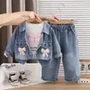 Conjunto de Otoño para Niñas 2026 Nuevo Estilo Infantil Elegante Bebé Primavera y Otoño Moda Ropa de Mezclilla Conjunto de Tres Piezas Dropshipping