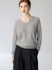 Suéter de cachemira 100% pura con cuello en V para mujer, nuevo suéter base de punto ajustado para otoño e invierno, suéter de cachemira de color liso de manga larga