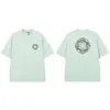 Camiseta Masculina Casual de Verão com Estampa de Letras em Espuma de Pedra Transfronteiriça, Manga Curta, Algodão Puro, Gola Redonda com Bússola, Camiseta Básica