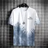 Camiseta de Seda de Gelo Masculina Verão Nova Marca Tendência Ins Verão com Capuz Manga Curta Proteção Solar Solta Tops de Estudante 1/2 Peças