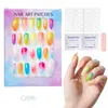 Unhas Vestíveis de Comércio Exterior, Unhas Postiças Removíveis, Unhas de Manicure, Unhas Amêndoa de Comprimento Médio, Unhas Francesas Degradê, 24 Peças