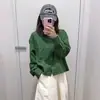 26 Otoño Nuevo Estilo Tela Oxford Cuadrado Holgado Solapa Manga Larga Camisa Camisa de Aire Acondicionado Top Mujer Y488520