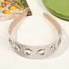 Qiyue Transfronterizo Nuevo Estilo Ins Anillo Metálico Tela Diadema de Ala Ancha Retro Versátil Diadema de Color Sólido Pinza para el Cabello Antideslizante