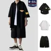 Conjunto de Camisa de Manga Curta de Verão para Homens Plus Size Pessoa Gorda Tendência Americana Jovem Canalha Conjunto Fresco de Três Peças Homens