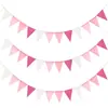 Banderines Coloridos DIY para Fiestas Transfronterizas, Banderines Triangulares de Lino Sintético, Decoraciones de Guirnaldas para Fiestas Infantiles, Banderines Colgantes en Serie Rosa