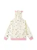 Jaqueta Cardigan Estrela de Strass Quente Fofa para Mulheres no Outono Estilo Coreano Solto Redutor de Idade Estilo Preppy Moletom com Capuz