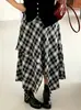 Falda larga retro de cuadros talla grande para mujer, colección otoño 2026, ropa para mujer talla grande, falda de capas con dobladillo irregular