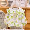 Camisa Floral Infantil Estilo Coreano Primavera e Outono, Camisa para Meninas, Blusa de Manga Longa para Bebê Menina, Nova Camisa Princesa para Bebê