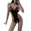 Hermoso y Atractivo Conjunto de Lencería, Puro Deseo y Pasión, Body Strapless de Entrepierna Abierta, No Necesita Quitarse, Atuendo Sexy de Secretaria de Encaje Seductor