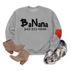 Banana bad ass nana Amazon eBay sitio independiente de moda versátil sudadera de mujer con mangas de corazón