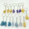 Venta Caliente Transfronteriza Gema Natural Cristal Piedra Irregular Llavero Joyería Accesorios Colgante