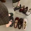 Sapatos peludos femininos para uso externo estilo outono e inverno sapatos Mary Jane de sola reta novo estilo de outono sapatos Wanwan temperamento sapatos simples com forro de veludo femininos