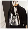 Bolso de Tela Rayada de Alta Gama Nuevo 2026 para Mujer, Bolso Tote de Gran Capacidad, Bolso de Hombro Versátil de Moda Casual