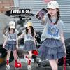 Conjunto Casual de Verão para Meninas Transfronteiriço 2025 Novo Estilo Camiseta de Manga Curta Fashion Infantil para Menina Conjunto de Saia Curta