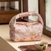 Bolsa de Almacenamiento de Brocado Rosa Caryophyllum Bolso de Mano de Alto Valor para Mujer Bolsa Portátil para Camping al Aire Libre Bolsa para Bolsitas de Té Hecha a Mano