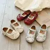 Zapatos rojos de cuero estilo ballet francés para niñas, colección otoño 2026, merceditas infantiles, perfectos con vestidos