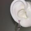 Brincos Garfo Colher Coração Rosa Doce e Fresco Aço Titânio Fundo Plano Unhas de Osso da Orelha Design de Nicho Brincos de Alta Qualidade Joias Finas Femininas