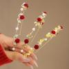Novo Item Faixa de Cabelo de Luxo Rosa Pressão Estilo Mori para Mulheres Linda Flor de Pérola Fina Faixa de Cabeça Antiga Cheongsam Acessório de Cabeça para Noivas