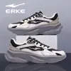 Tênis Feminino Hongxing Erke 2026 Novo Modelo Cinza Rosa Sapatos de Mãe Patchwork de Couro e Malha Casual Sapatos de Pai