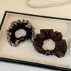 Goma Elástica de Leopardo con Volantes de Encaje para Recoger el Cabello Moda para Cola de Caballo Banda Versátil para Moño Accesorio para el Cabello para Mujeres
