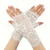 Luvas Pretas de Baile Gatsby para Mulheres Anos 1920 Luvas de Festa Únicas Luvas Combinando com Acessório de Cabeça para Vestido de Noiva