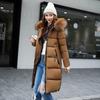 2023 nuevo comercio exterior acolchado de algodón versión coreana de mujer chaqueta larga acolchada con cuello de piel de mujer engrosada talla grande abrigo de algodón venta al por mayor de fábrica