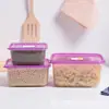 Conjunto de Três Peças de Caixa de Armazenamento de Plástico de Grau Alimentício para Geladeira e Micro-ondas, Marmita Respirável, Caixa Bento, Caixa de Armazenamento Transparente para Cozinha