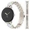 Adequado para Google Pixel 41mm Nova Pulseira de Metal para Relógio com Caixa em Formato de Diamante Google 1/2/3/4/5 Pequenas Três Contas