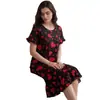 Nueva Bata de Noche para Mujer con Estampado de Corazones de la Fábrica Original, Estilo Delgado de Verano, Exportación del Sudeste Asiático, Ropa de Casa Casual de Longitud Media
