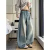 Calça jeans masculina com padrão de bambu lavado estilo americano, calças retas para outono, calças casuais largas e modernas