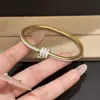 Pulsera de acero de titanio color dorado para mujer, pulsera de pareja con circonita de alta gama, pulsera de anillo liso de lujo ligero, joyería de nuevo estilo