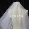 Velo Sencillo para Registro de Matrimonio, Propuesta de Novia, Accesorios para Fotografía de Boda, Accesorio para el Cabello de Doble Capa Estilo Hada, Vestido