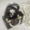 Bolsa de Mano Satchel de Cuero con Tubo Transparente de PVC de Flor de Ciruelo Forro Especial Manguera Tubo Redondo de 8 Agujeros Tubo de Corazón de Raíz de Loto Portátil Personalización