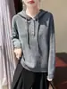 Suéter de Tricô com Capuz Cor Lisa Feminino Outono Inverno Solto Ombro Caído Caimento Relaxado Macio Amigo da Pele Manga Longa Top Casual