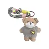 Nuevo Top Peludo Creativo Estampado de Leopardo Corazón Oso de Dibujos Animados Muñeco Llavero Colgante Moderno Lindo Colgante para Bolsa