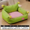 Cama Sofá Confortável com Proteção para o Pescoço, Estampada com Desenhos Animados de Primavera e Verão, Envolvida nas Bordas, para Cães e Gatos da Raça Teddy de Porte Pequeno e Médio