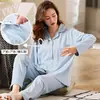 Pijama de Algodón Puro para Mujeres Embarazadas, Nuevo Set de Ropa para el Hogar Transpirable Absorbente de Sudor de Manga Larga Talla Grande para Primavera y Verano, Descuento por Cantidad