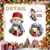 Conjunto de 12 Peças Planas 2D de Elegantes Bonecos de Neve de Natal Coloridos Decorações de Árvore de Natal de Madeira Enfeites para Pendurar